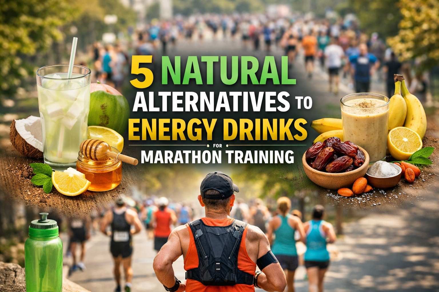 Natural alternatives to energy drinks for marathon training with runner and whole food hydration options