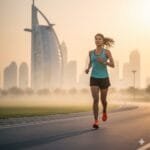 Runner starting post-Ramadan training in Dubai near the Burj Al Arab