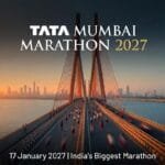Tata Mumbai Marathon 2027 - Runners on Bandra-Worli Sea Link during sunrise