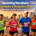 Runners participating in a road marathon in Bengaluru during sunrise for upcoming marathons in Karnataka 2026