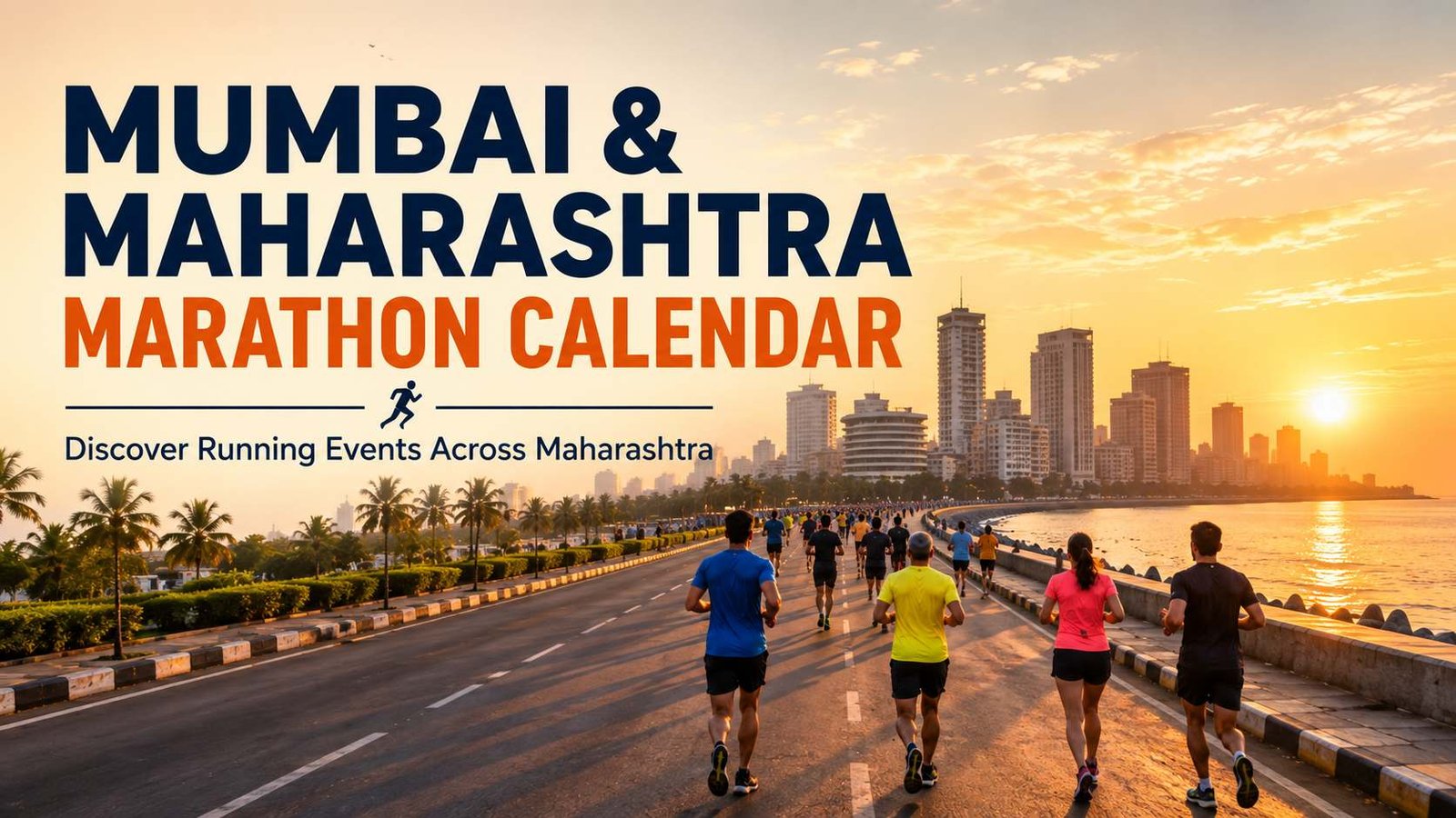 Mumbai & Maharashtra Marathon Calendar runners along Marine Drive at sunrise.