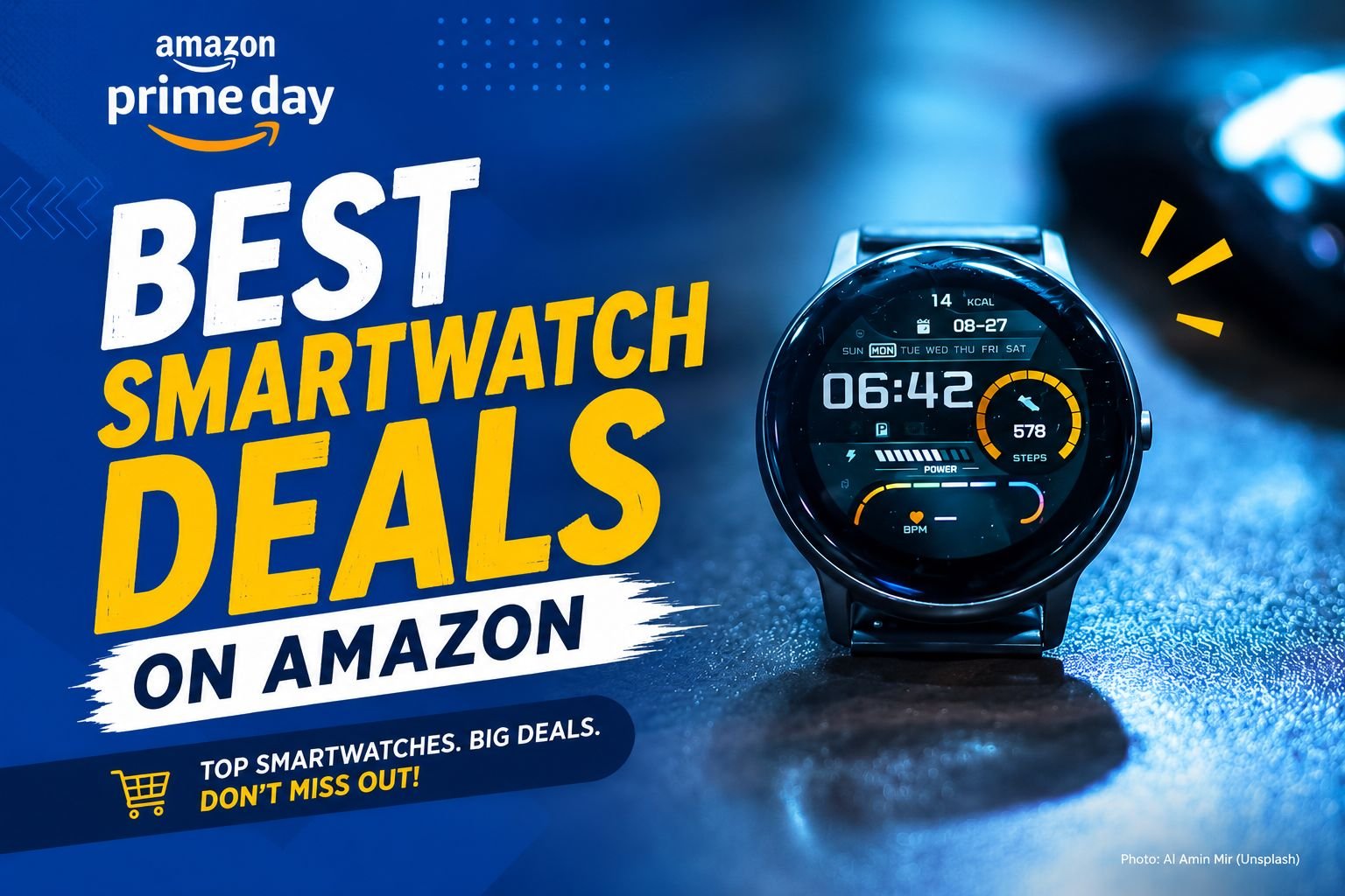 Amazon Prime Day smartwatch deals in India featuring discounted GPS smartwatches and fitness watches