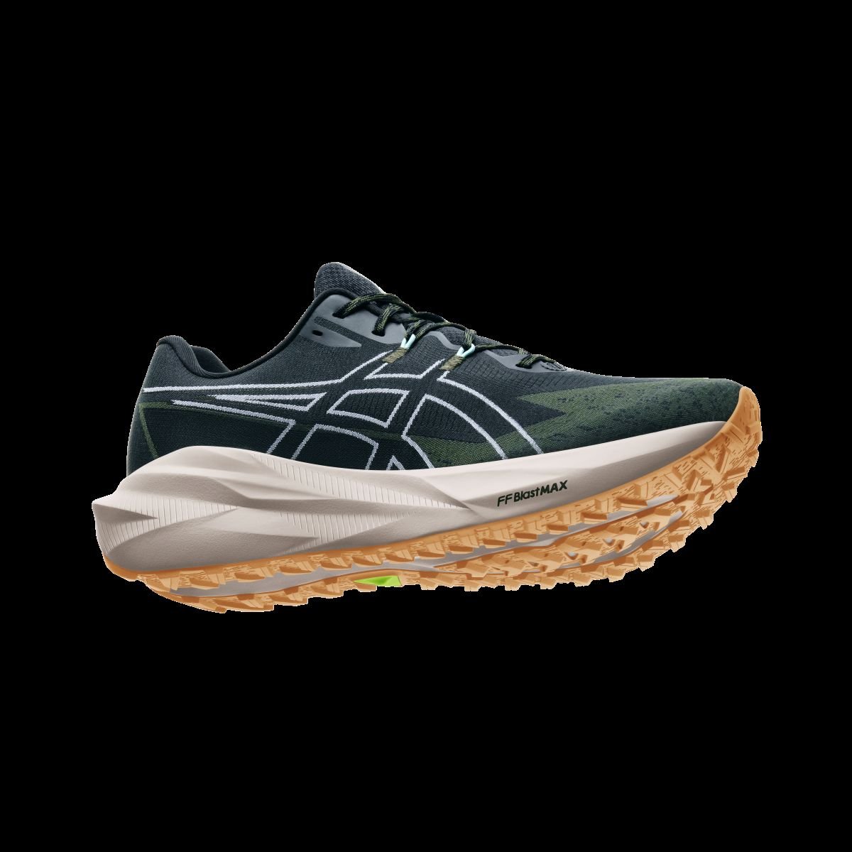 ASICS BLAZEBLAST trail running shoe in action on packed trail terrain