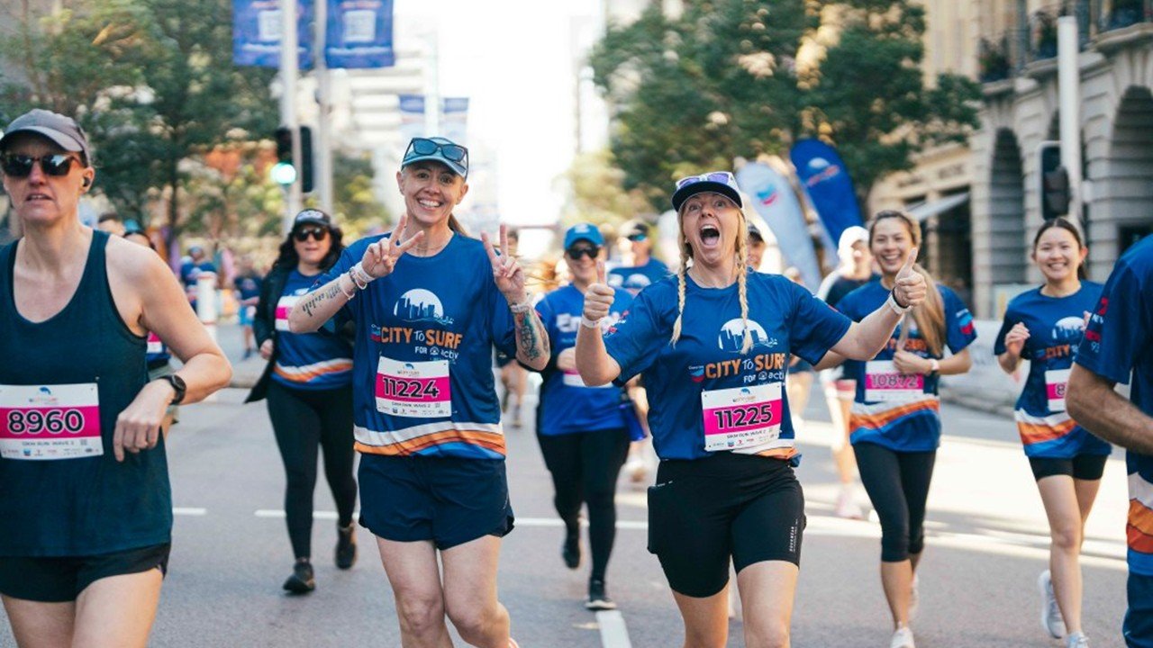 Runners at the start of the Chevron City to Surf for genU 2026 in Perth, Western Australia