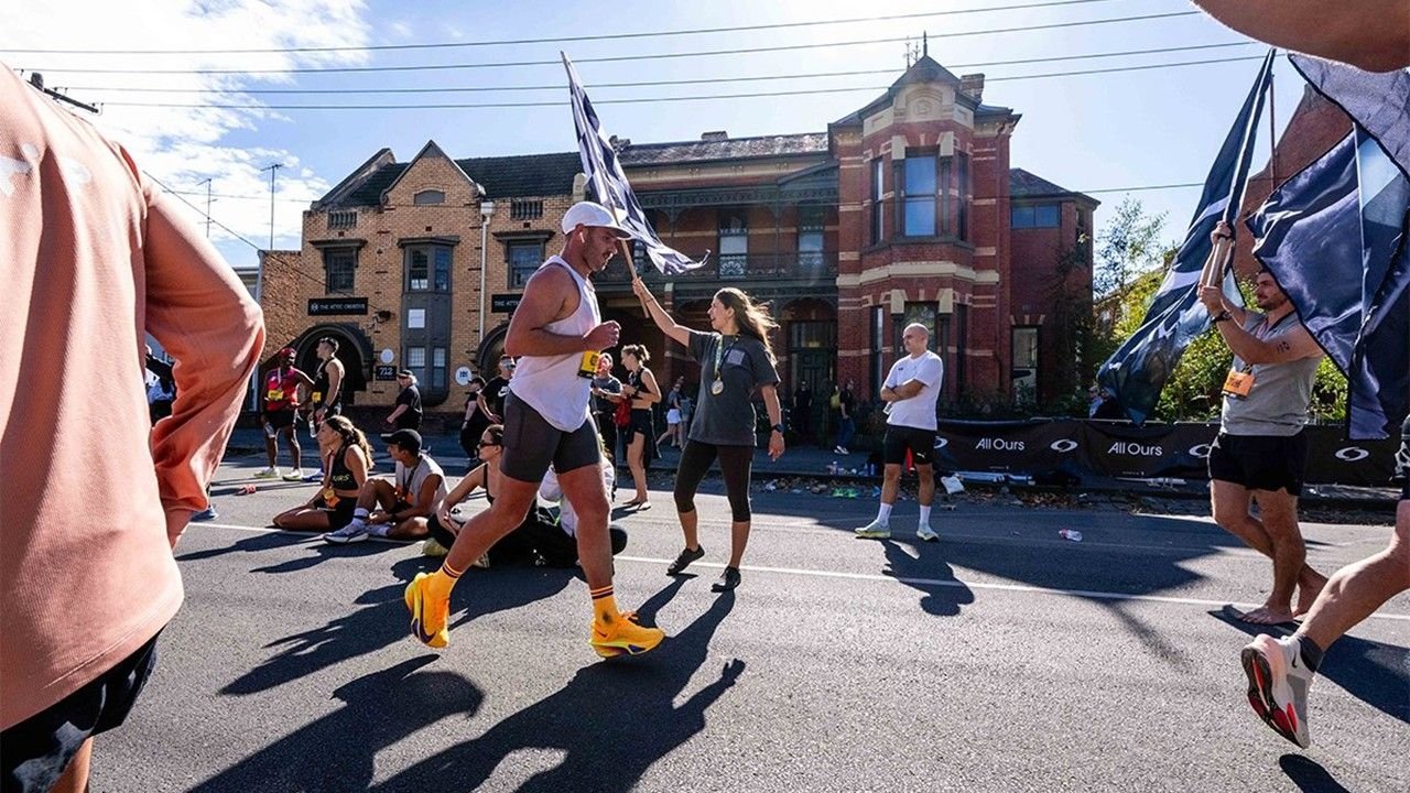 Runners on the Ballarat Marathon course along Sturt Street in Ballarat Central