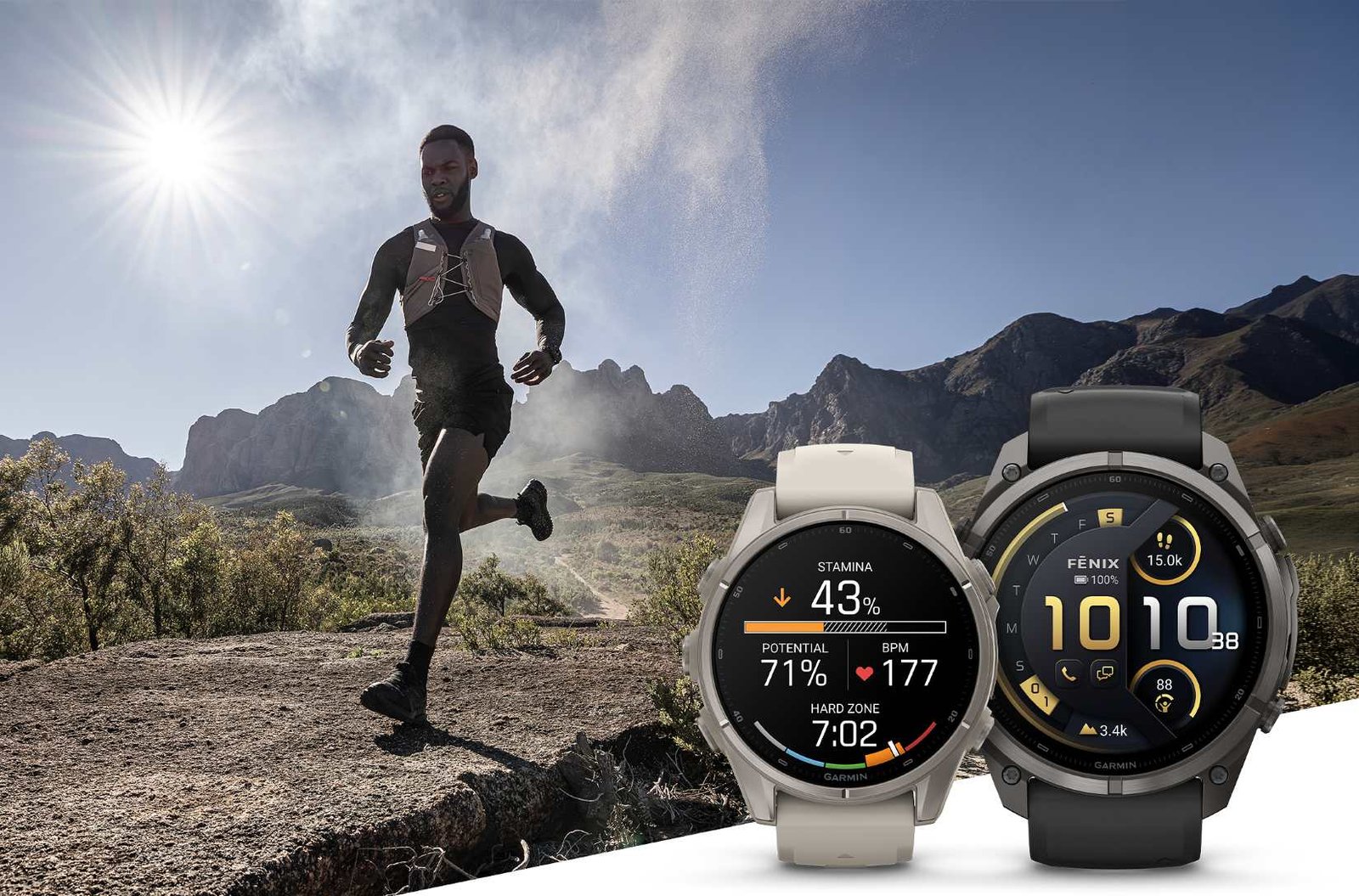 Runner with Garmin watch in nature