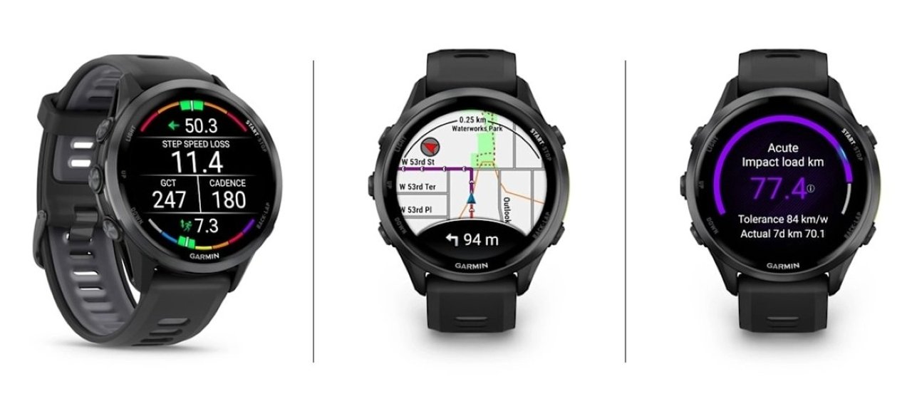 Garmin Forerunner 970 running smartwatch in titanium with whitestone band