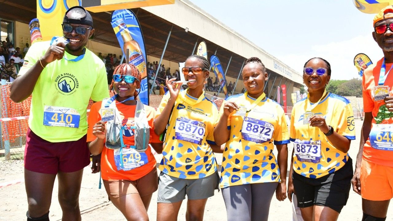 Runners competing in the Kilimanjaro International Marathon in Moshi, Tanzania