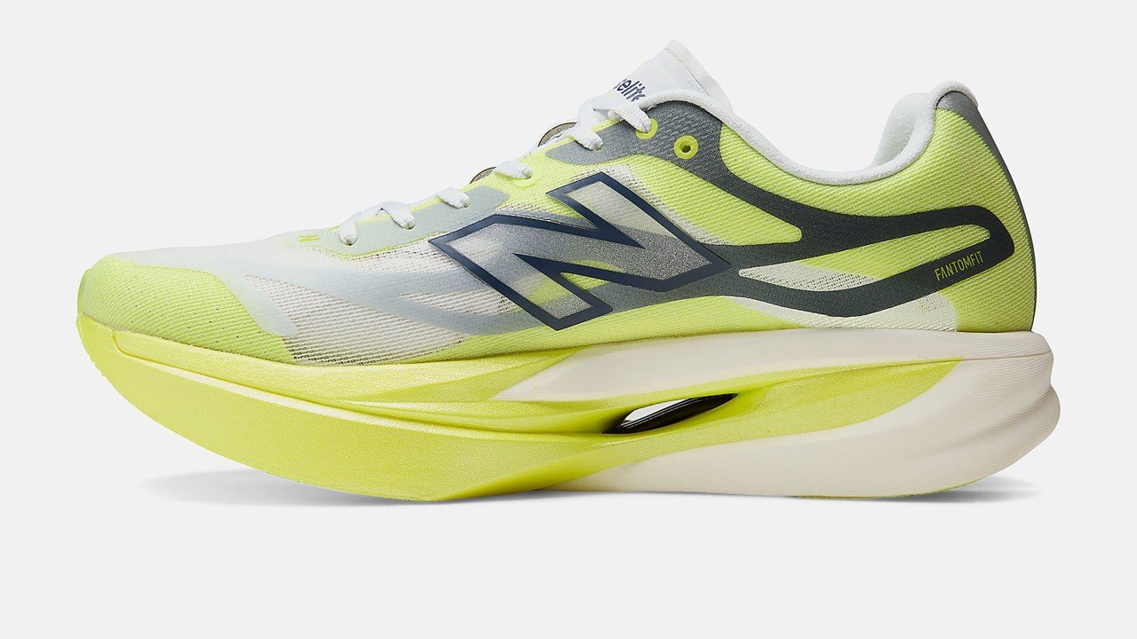 New Balance FuelCell SuperComp Elite v6 marathon racing shoe in Fresh Air and Alkaline Green colorway