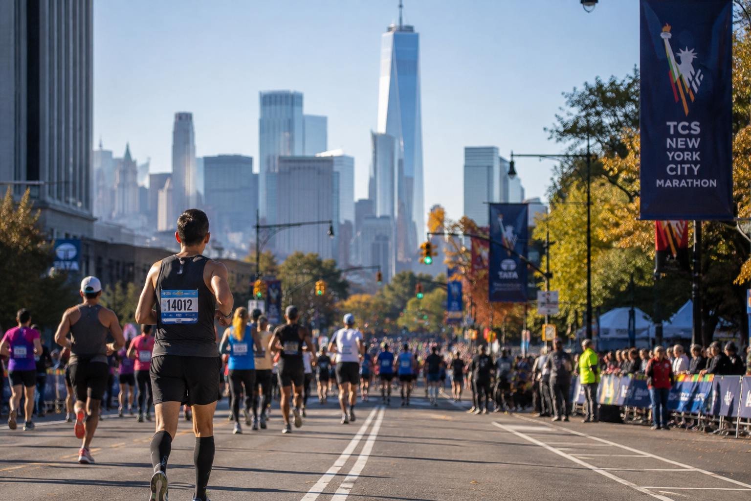Runners competing in New York Marathon.
