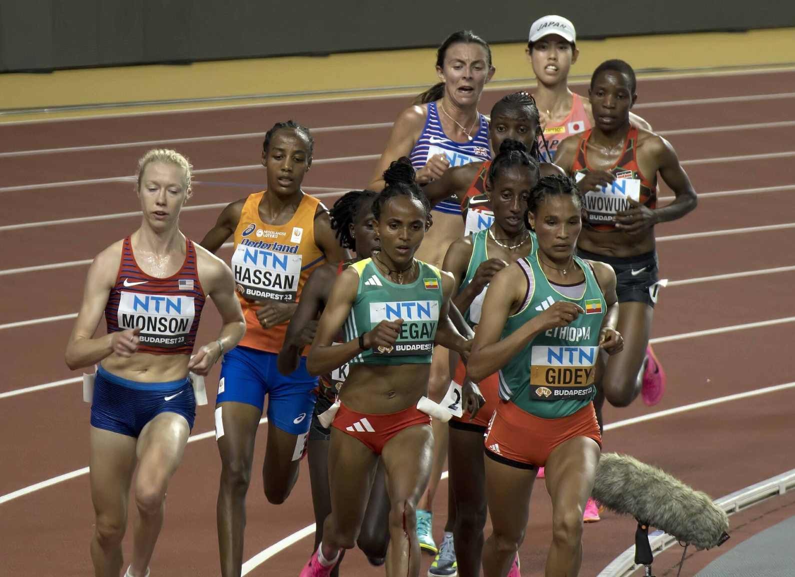Agnes Ngetich of Kenya competing in the women's 10000m final at the 2023 World Athletics Championships in Budapest