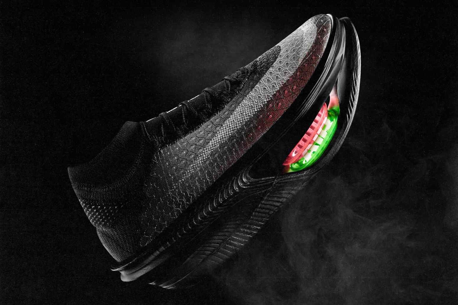 Nike Apex marathon racing shoe showing double-stacked Air Zoom units in the forefoot