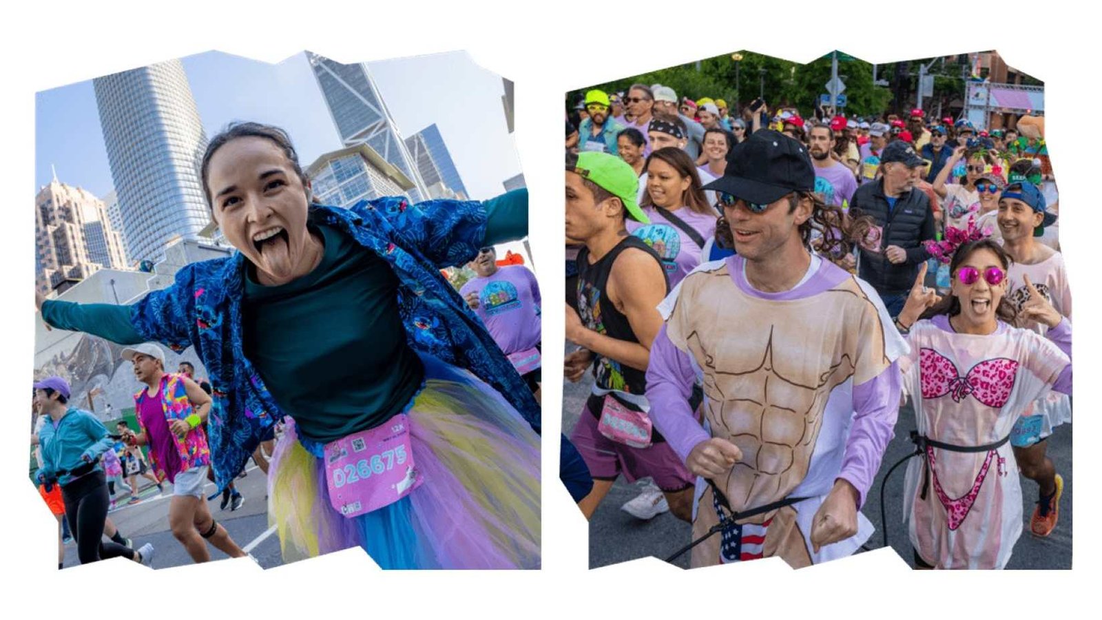 Colorful runners celebrating in a race
